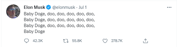 Elon Musk twitter post