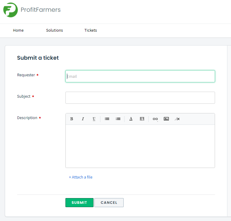 ProfitFarmers Submit a Support Ticket