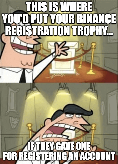 binance registration trophy meme