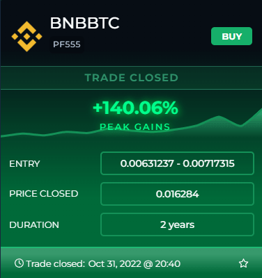 BNBBTC 140 - October 2022 Best Trade